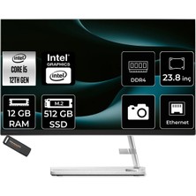 Lenovo Ideacentre 24IAP7 Intel Core I5 12450H 12GB 512GB SSD 23.8" Fhd Fdos All In One Bilgisayar & Per4 USB Bellek F0GH01JCTRP307