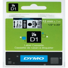 Dymo D1 Şerit 12X7 Mt Şeffaf-Siyah 45010 S0720500