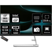 Lenovo Ideacentre 24IAP7 Intel Core I5 12450H 12GB 1tb SSD 23.8" Fhd Fdos All In One Bilgisayar & Per4 USB Bellek F0GH01JCTRP308