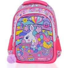  muggle okul sırt çantası happy unicorn pembe mu-6443