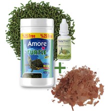 Amore Turtle Sticks 125ML, 10GR Pul Sürüngen ve Yüzen Kaplumbağa Yemi, Multivitamin