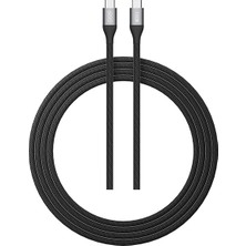 Qcy 100W Type-C Şarj Kablosu 1.2 Metre Halat Örgü 480MBPS Kırılmaz Bükülmez Data Kablosu DC22