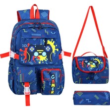 Waddell Kore Tarzı Gamer Oyuncu Temalı Ilkokul Erkek Sırt Çantası,termal Beslenme Çantası,kalemlik