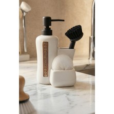 Acar Vilya Sünger & Fırça Hazneli Sıvı Sabunluk Beyaz - 400 ml