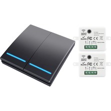 Tuya Uyumlu Wifi 2 Tuşlu Senaryo Butonu ve 2 Adet Işık Anahtarı Seti