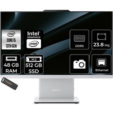 Lenovo Ideacentre 24IRH9 Intel Core I5 13420H 48GB 512GB SSD 23.8" Fhd 100Hz Fdos All In One Bilgisayar & Per4 USB Bellek F0HN0054TRP327