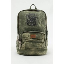 Kaff Fermuarlı Ön Cepli Design Unisex Vintage Denim Sırt Çantası -Moonkot