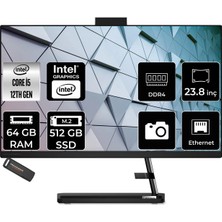 Lenovo Ideacentre 24IAP7 Intel Core I5 12450H 64GB 512GB SSD 23.8" Fhd Fdos All In One Bilgisayar & Per4 USB Bellek F0GH01JGTRP347