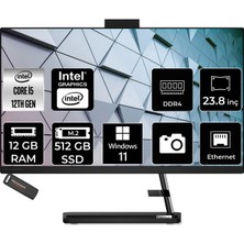 Lenovo Ideacentre 24IAP7 i5 12450H All In One Bilgisayar 12GB RAM 512GB SSD 23.8" FHD Win11 Pro + Per4 USB F0GH01JGTRP407