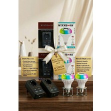 Winnboss Evini Akıllandır! 2'li Usb/type-C Girişli Akıllı Priz & 2'li Kumandalı Bluetooth Müzikli Ampul Seti