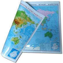 gürbüz harita dünya fiziki + siyasi çift taraflı 70x100 cm 22012