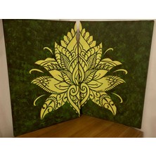 Zeda By Es 2 Parçalı El Yapımı Rölyef Kabartma Lotus Mandala Tablo Duvar Dekoru 35X50 cm