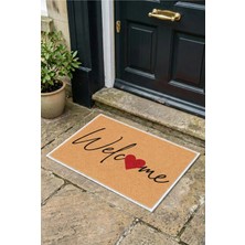 Zevahir Mobilya Dekorasyon Kalp Detaylı Welcome Yazılı Kapı Önü Giriş Paspası