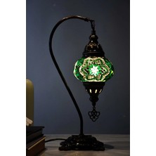 Deveboynu El Yapımı Mozaik Masa Lambası – Pirinç Gövde, E14 Duy, 42 cm Dekoratif Abajur