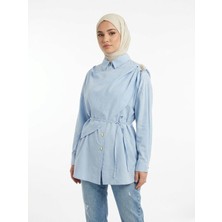 Miostil Omuz Toka Detay Aller Tunik-Mavi