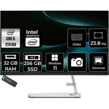 Lenovo Ideacentre 24IAP7 Intel Core I5 12450H 32GB 256GB SSD 23.8" Fhd W11P All In One Bilgisayar & Per4 USB Bellek F0GH01JCTRP426