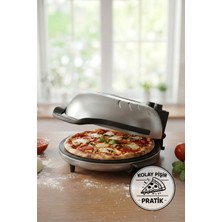 Lorenzo Pietra 12IN1 Pizza Makinesi Lahmacun Tandır Ekmeği Bazlama ve Fırın Yemekleri Tepsi Hediyeli Gümüş