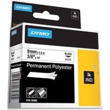 Dymo Rhinopro Sabitpolyster Şerit 9Mmx5.5Metre Beyaz/Siyah 18482