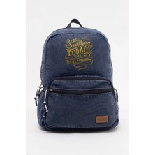 Kaff Fermuarlı Ön Cepli Design Unisex Vintage Denim Sırt Çantası -Sunshinekot