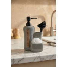 Acar Vilya Sünger & Fırça Hazneli Sıvı Sabunluk Gri - 400 ml
