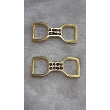 ILCARE Mat Altın Kaplama Taşlı Toka Iç Kemer Genişlik 1 cm Dış Ölçü /4x2 cm 2 Adet