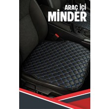 Audı A3 Uyumlu 3 Parça Araç Içi - Oto Koltuk Minderi Mavi Deri Beyaz Dikişli