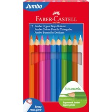  faber-castell kuru boya kalemi jumbo tam boy üçgen beyaz 12 renk 5173 116616