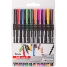  caretta soft liner keçe uç kalem 10 renk set cs-55/10.pvc