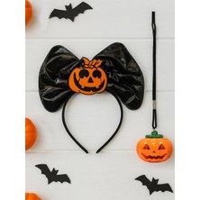 Parti Adresi Cadılar Bayramı Fiyonk Taç Balkabağı Kolye Set Halloween Parti Aksesuarı 