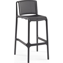 Tilia Nes Polipropilen Bar Sandalyesi 75 cm Antrasit - Mutfak, Kafe, Restoran, Teras, Havuz Kenarı, İç ve Dış Mekan İçin