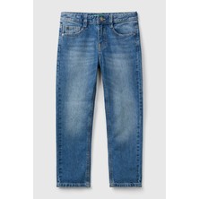United Colors Of Benetton Mavi Erkek Ej_arkası Logo Işlemeli 5 Cepli Düz Kesim Denim Pantolon Model Kodu: 4DW2CE021MAVI