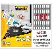  ekstrafix laser etiket 100 yaprak 22x12mm laser-copy-ınkjet fıx-5280
