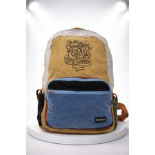 Kaff Fermuarlı Ön Cepli Design Salaş Unisex Vintage Kanvas Sırt Çantası -Sunshinevntg