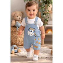 Zürafa Desenli Erkek Bebek Yazlık Salopet