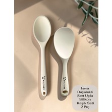 Multiamo Sert Uçlu Isıya Dayanıklı Yanmaz Yapışmaz Silikon Uzun Kaşık 28 cm + Kısa Kaşık 22 cm / 2 Adet