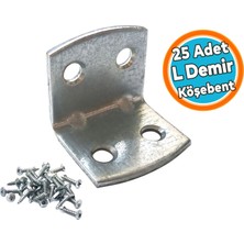 Nzb (25 Adet) L Demir Gönye 30X25X25 mm Oval Başlı Sağlam Metal Köşebent Bağlantı Elemanı