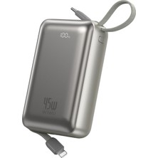 Wiwu AS-182 Galaxy Pro Max Serisi Type-C Lightning Çıkışlı Powerbank Pd 45W 20000MAH Gümüş