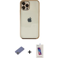 BUTİMAR'S iPhone 12 Pro Max Vadi Minimal - Siyah Joko 5d Cam + Gold Metal Kamera Lens Koruma Cam