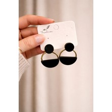 Bymiel Modern Siyah Gold Yarım Halka Küpe – Minimal Geometrik Tasarım (Kararmaz Alerji Yapmaz 316 Çelik)