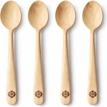 El Yapımı 4 Parça Şimşir Tatlı Kaşığı Seti