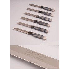 ERHCE Meyve ve Sebze Bıçağı Alman Paslanmaz Çelik Tırtıklı 6 Adet Siyah Mermer