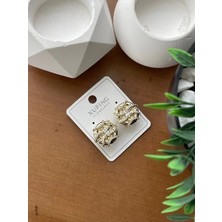 Bymiel Kadın Xuping Çelik Altın Renkli Zirkon Taşlı Detaylı Çiçek Model Vip Tasarım Küpe