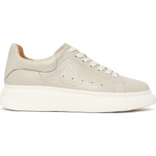 Derimod Erkek Beyaz Bağcıklı Kalın Tabanlı Desenli Deri Sneaker 26SFD6987FT