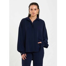 Lefon Basic Oversize Gömlek- Lacivert
