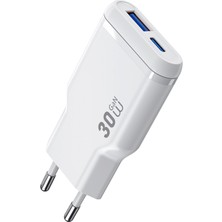 Wiwu WI-G033 Essen Slim Serisi Gan Tech Pd Hızlı Şarj Özellikli Şarj Başlığı 30W Beyaz