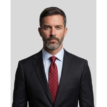 1001 Kravat Çiçek Desenli Kırmızı Kravat - 8 cm genişliğinde