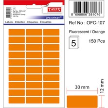 Tanex Ofc-107 Ofis Etiketi Poşetli 12X30 Mm Fosforlu Turuncu (10 Lu Paket)