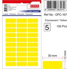 Tanex Ofis Etiketi Poşetli 12X30 Mm Fosforlu Sarı Ofc-107 (10 Lu Paket)
