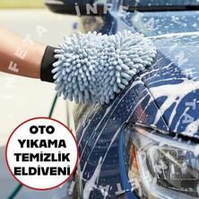 İnfeta Mikrofiber Oto Temizlik ve Kurulama Eldiveni Yumuşak Çiziksiz ve Detaylı Temizlik