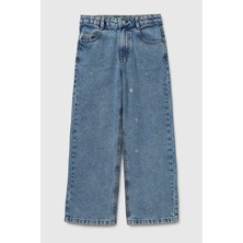United Colors Of Benetton Açık Mavi Kadın / Kız Kj_önü Kristal Aplikeli Taş Yıkama Straight Fit Denim Pantolon Model Kodu: 4R76CE04MAÇIK Mavi